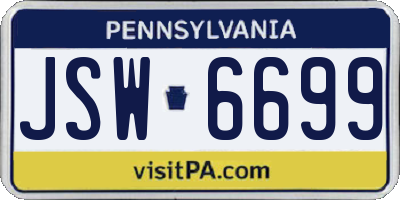 PA license plate JSW6699