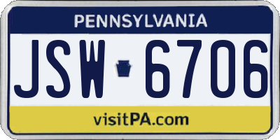 PA license plate JSW6706