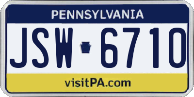 PA license plate JSW6710
