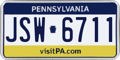 PA license plate JSW6711