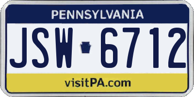 PA license plate JSW6712