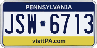 PA license plate JSW6713