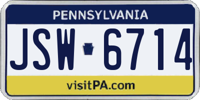 PA license plate JSW6714