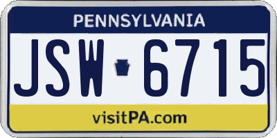PA license plate JSW6715