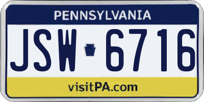 PA license plate JSW6716