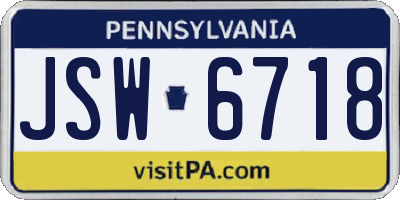 PA license plate JSW6718