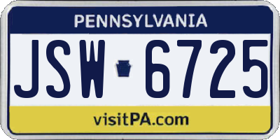 PA license plate JSW6725
