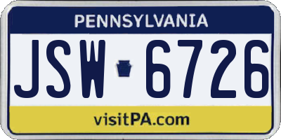PA license plate JSW6726