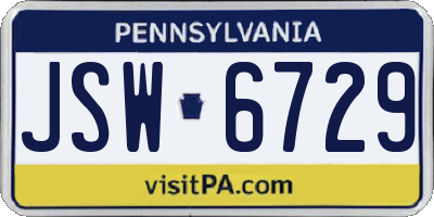 PA license plate JSW6729