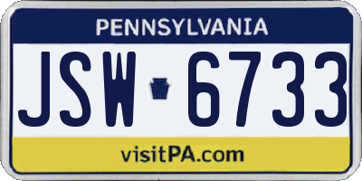 PA license plate JSW6733