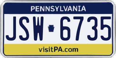 PA license plate JSW6735