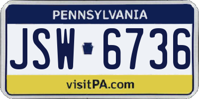 PA license plate JSW6736