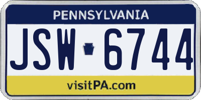 PA license plate JSW6744
