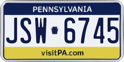 PA license plate JSW6745