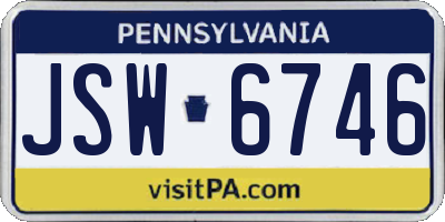 PA license plate JSW6746
