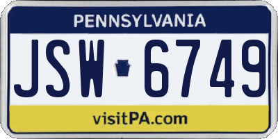 PA license plate JSW6749
