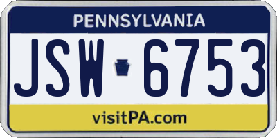 PA license plate JSW6753
