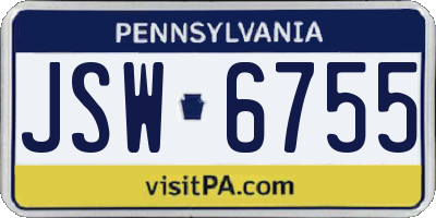 PA license plate JSW6755