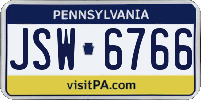 PA license plate JSW6766