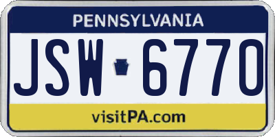 PA license plate JSW6770