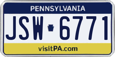 PA license plate JSW6771