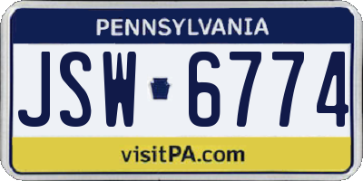 PA license plate JSW6774