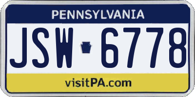 PA license plate JSW6778