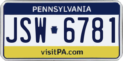 PA license plate JSW6781