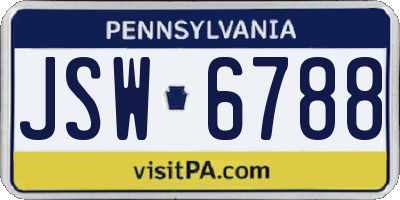 PA license plate JSW6788