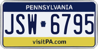 PA license plate JSW6795