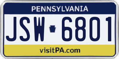 PA license plate JSW6801