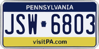 PA license plate JSW6803
