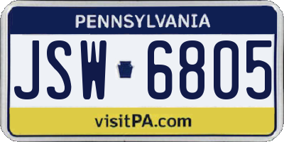 PA license plate JSW6805