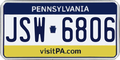 PA license plate JSW6806
