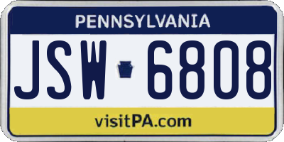 PA license plate JSW6808