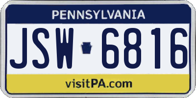 PA license plate JSW6816