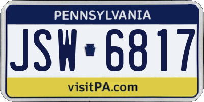 PA license plate JSW6817
