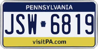 PA license plate JSW6819
