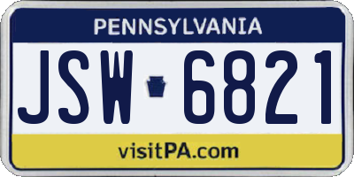 PA license plate JSW6821