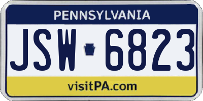 PA license plate JSW6823