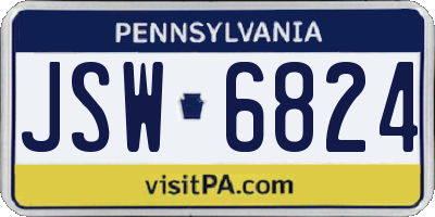 PA license plate JSW6824