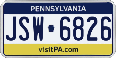 PA license plate JSW6826