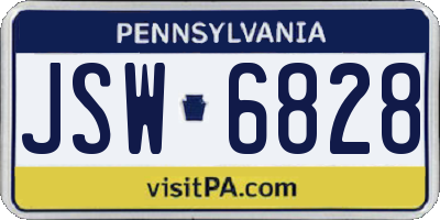 PA license plate JSW6828