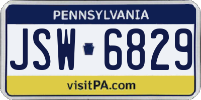 PA license plate JSW6829
