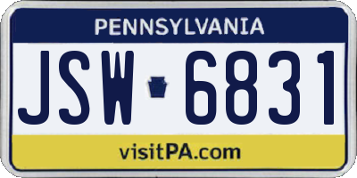 PA license plate JSW6831