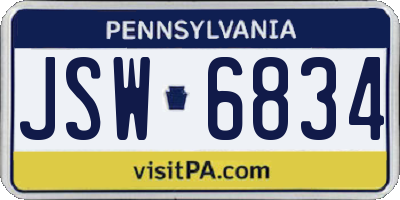 PA license plate JSW6834