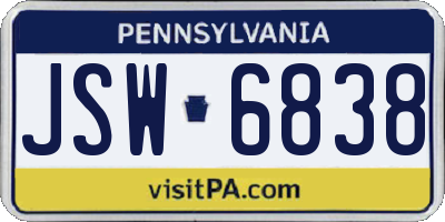 PA license plate JSW6838