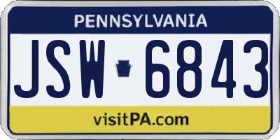 PA license plate JSW6843