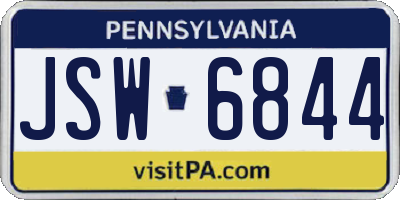 PA license plate JSW6844