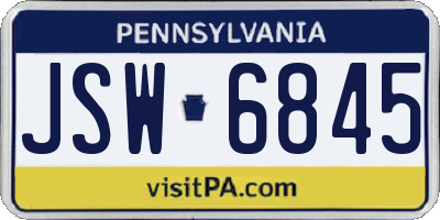 PA license plate JSW6845